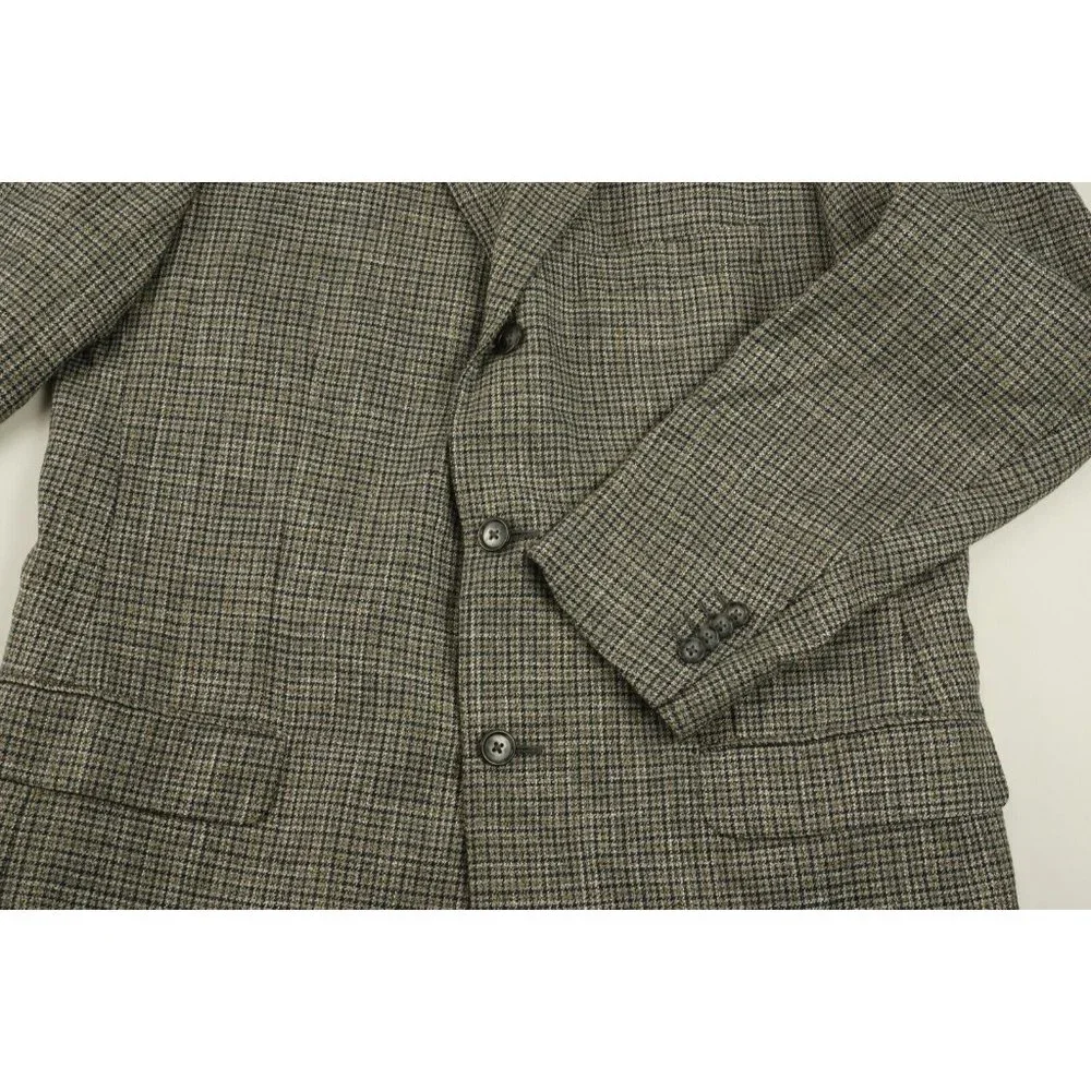 Corneliani Leader Men's 44R Gray Black‎ Tan Check Knit Wool 3 Button Sport Coat